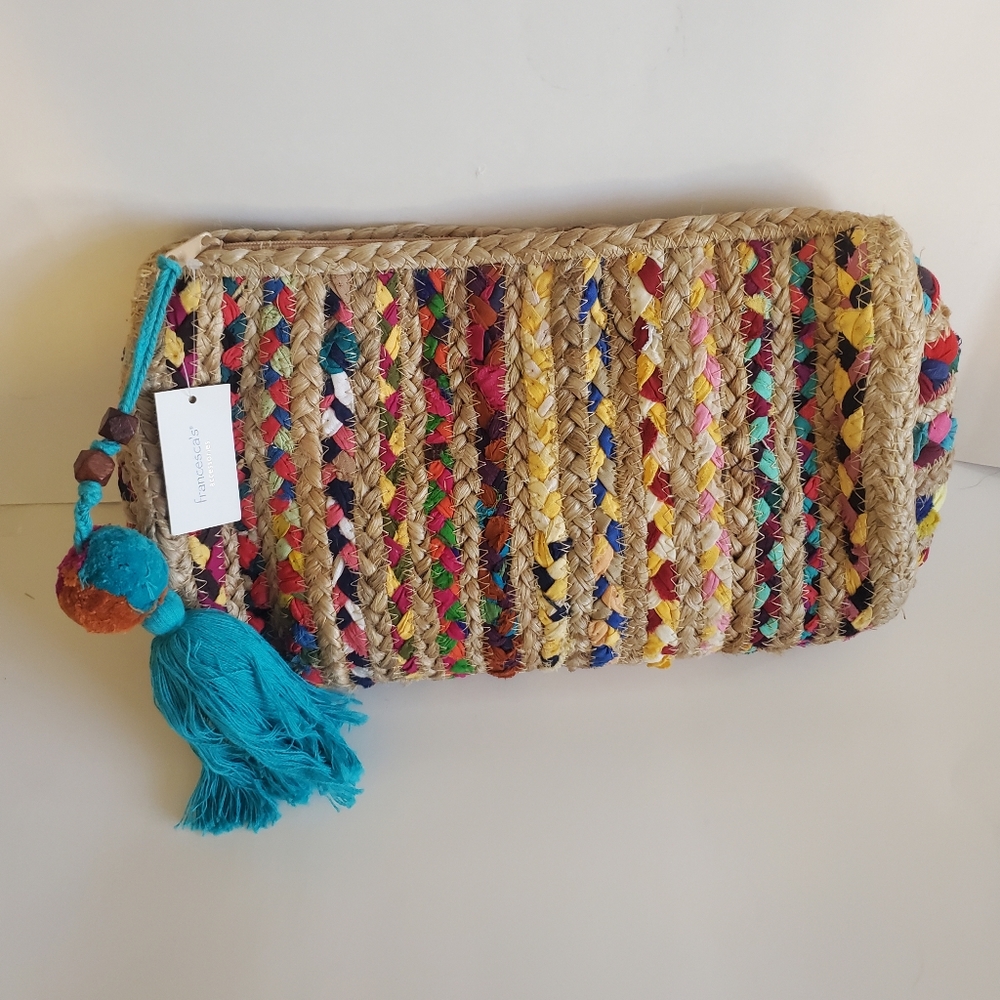 NWT Francesca's Rattan Multi-colored Handbag